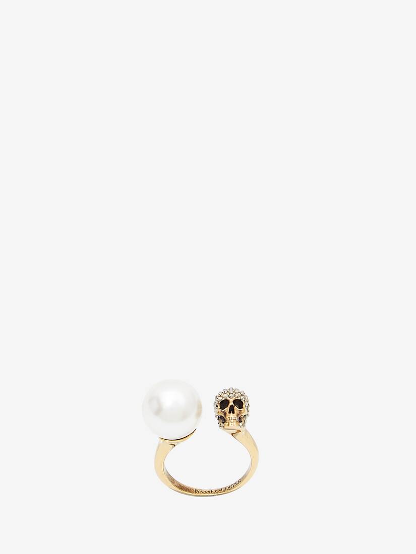 Anillos Alexander McQueen Pearl-Like Skull Mujer - Dorados - Mexico 419-MYWGHP